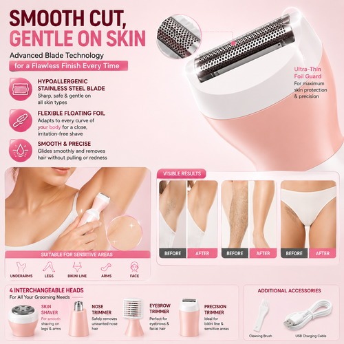 Professional Kemei 4-in-1 Women's Grooming Trimmer