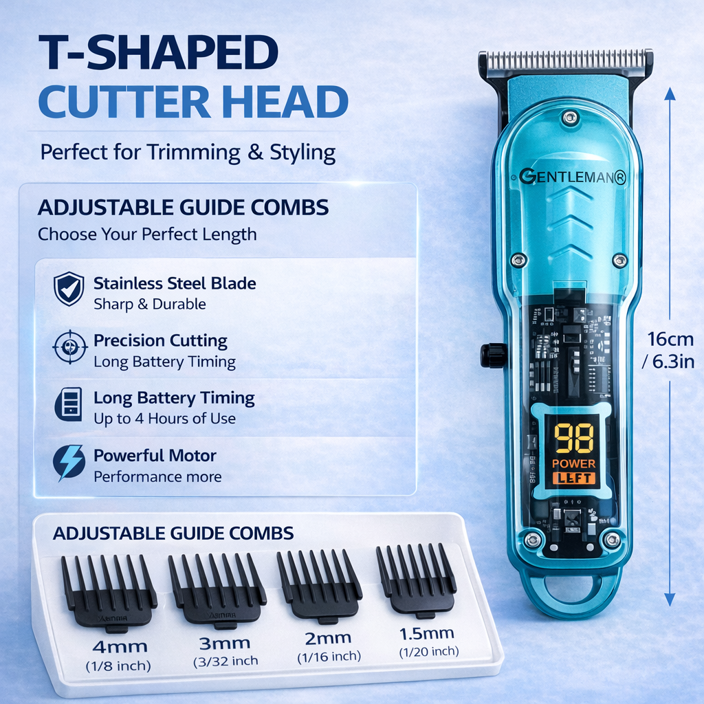 Professional T Blade Hair Trimmer with Adjustable Combs