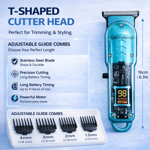 Professional T Blade Hair Trimmer with Adjustable Combs